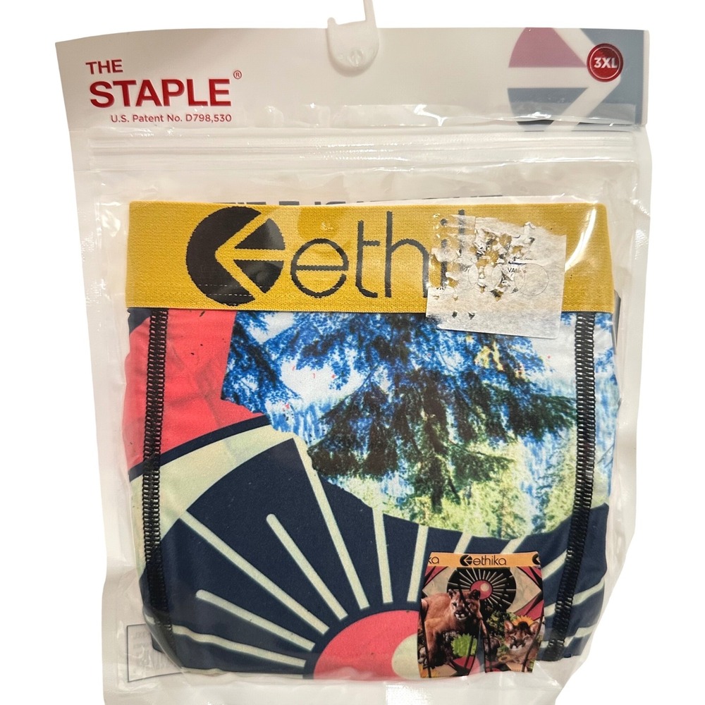 Ethika Mens The Staple Boxer Briefs Cougar Nature Graphic MLUS2782-GRP 3XL NEW